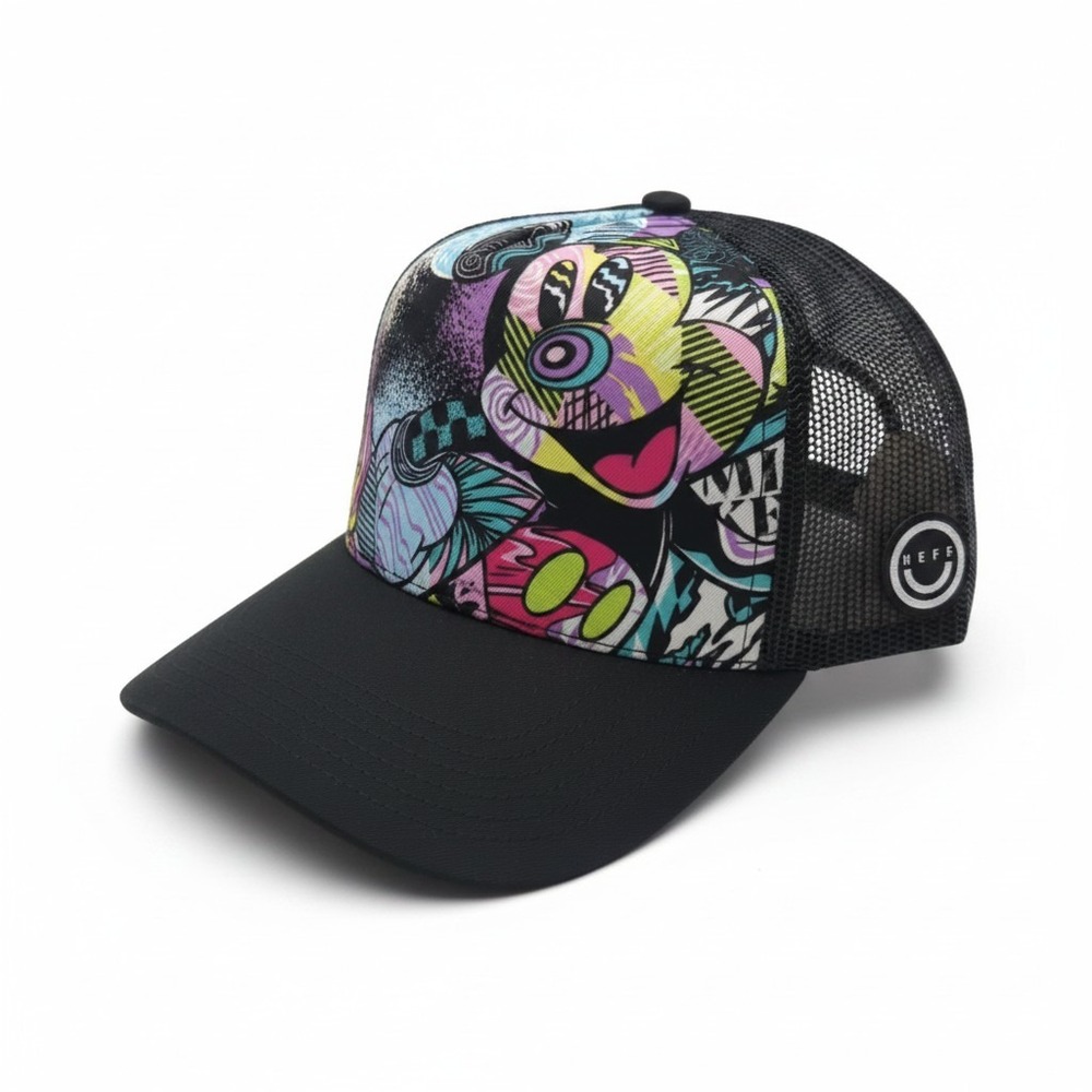 Neff Disney Mickey Mouse Trucker Hat Black Mesh Snapback Pop Art Graphic Cap